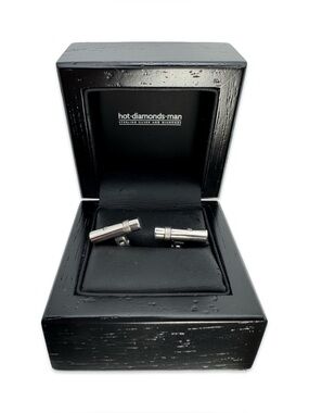 Hot Diamonds Man 925 Sterling Silver Diamond Accents Bar Cufflinks